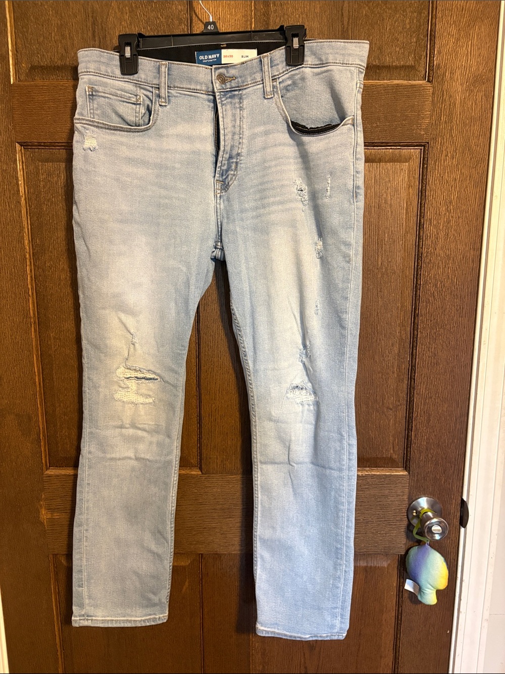 Old Navy Light Blue Slim Straight Distressed Men’s Jeans